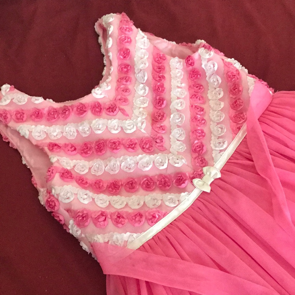 Girls pink and white rosette dress